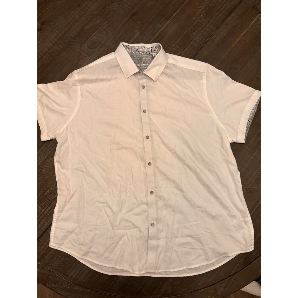 Robert Graham White Paisley Short Sleeve Button Down Shirt Sz 3XL